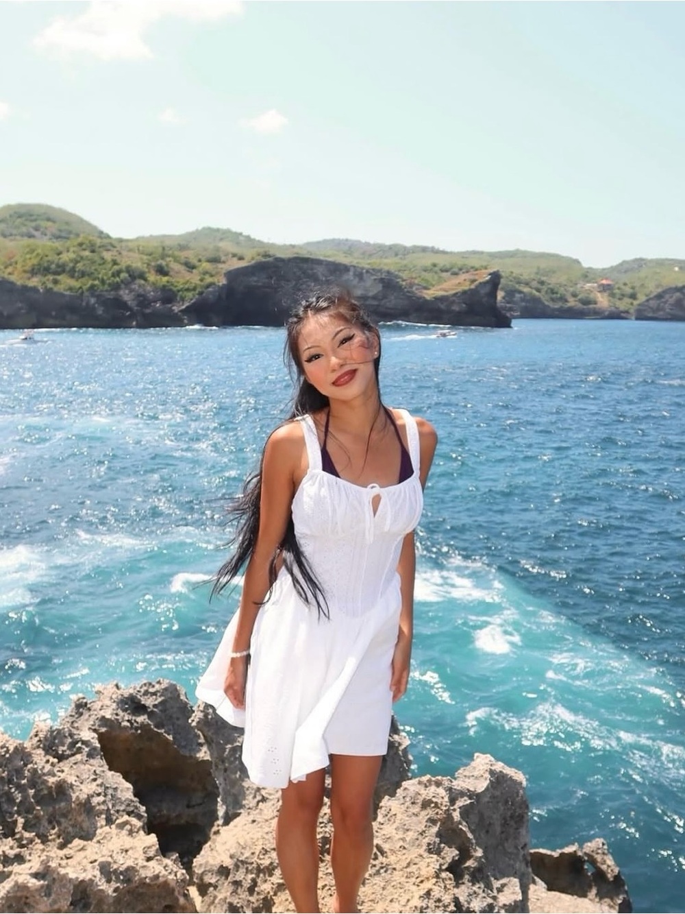 White Eyelet Tie-Front Sundress